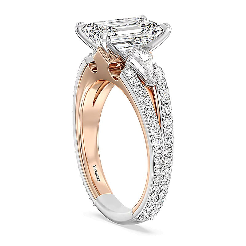 Enchanted Star Aurora 4.0 CT. TW Emerald Lab-Grown Diamond Collar Engagement Ring in 14K Two-Tone Gold