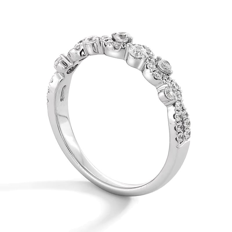 0.38 CT. TW Lab-Grown Diamond Double Row Wave Stackable Band in 10K White Gold (F/VS2)