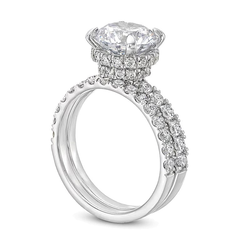 4.38 CT. TW Lab-Grown Diamond Hidden Halo Bridal Set in 14K White Gold (I/SI2)