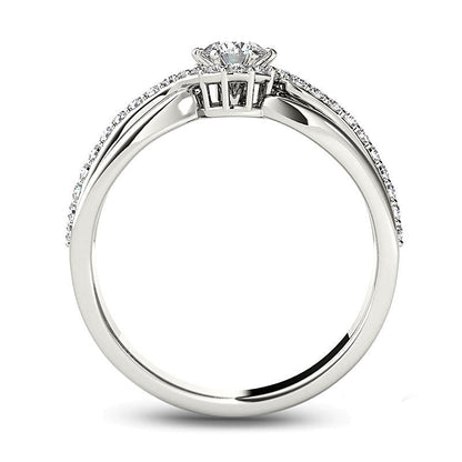0.5 CT. TW Diamond Frame Swirl Engagement Ring in 14K White Gold