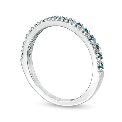 0.13 CT. TW Enhanced Blue Diamond Anniversary Band in 14K White Gold