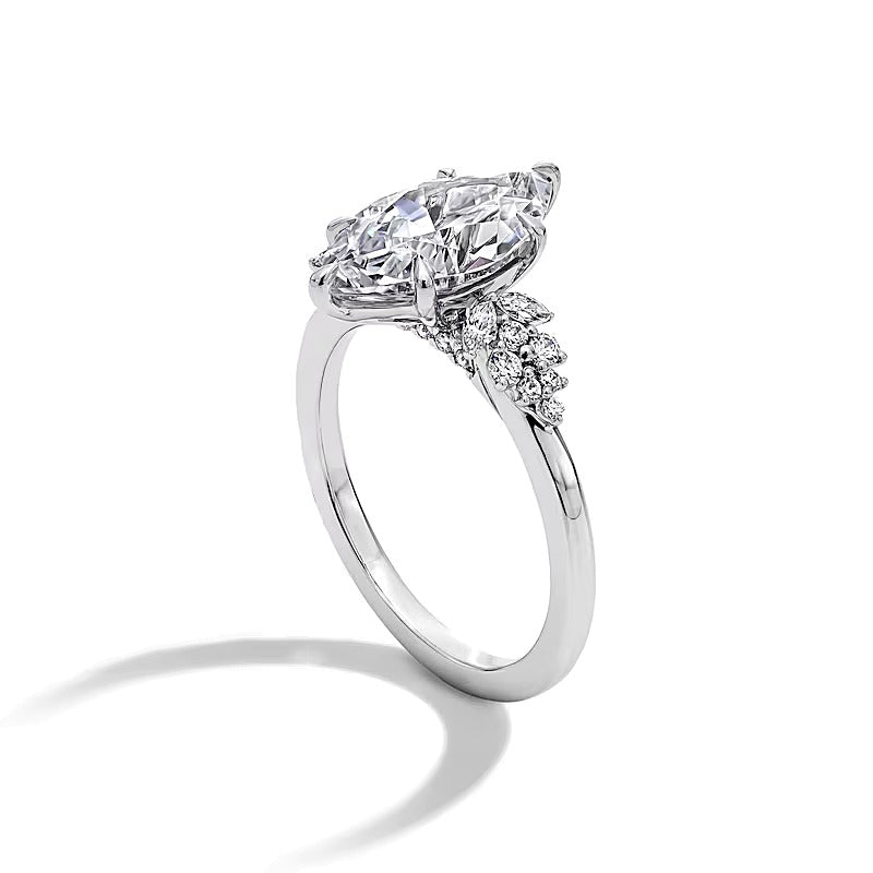 3.33 CT. TW Marquise-Cut Lab-Grown Diamond Leaf-Sides Engagement Ring in 14K White Gold (F/VS2)