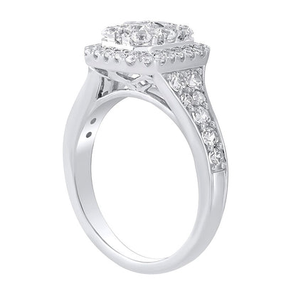 1.25 CT. TW Emerald Multi-Diamond Frame Engagement Ring in 10K White Gold