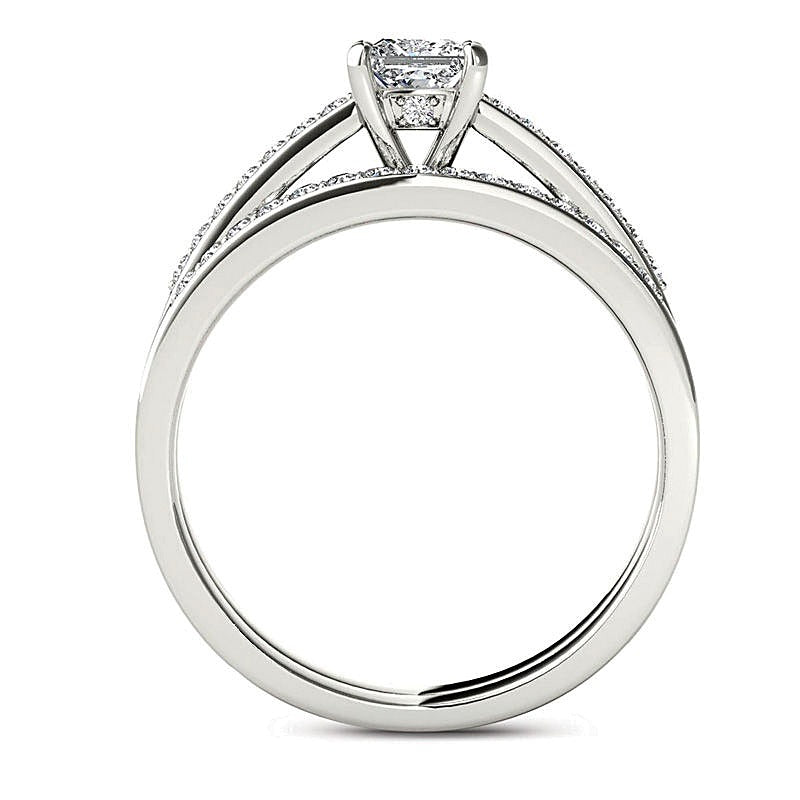 0.63 CT. TW Princess-Cut Diamond Bridal Set in 14K White Gold