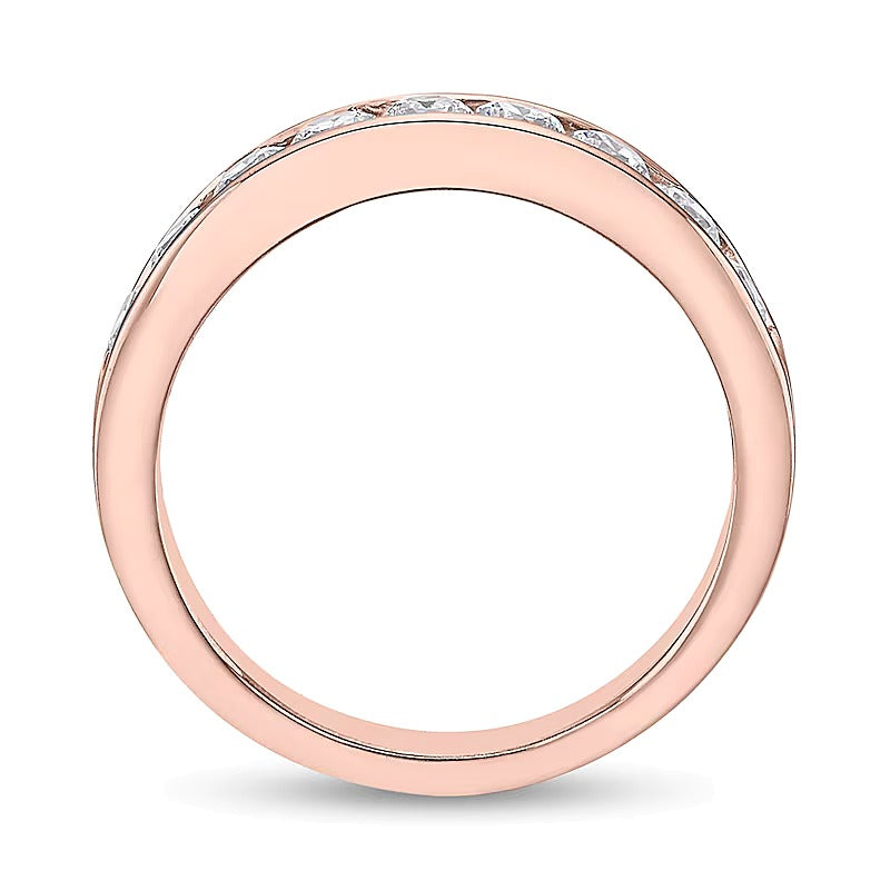 0.75 CT. TW Diamond Channel Nine Stone Band in 10K Rose Gold (I/I2)