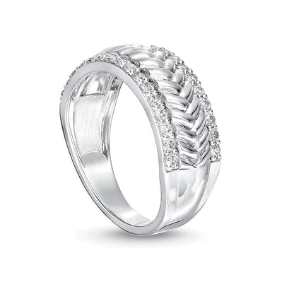 0.5 CT. TW Diamond Edge Herringbone Band in 10K White Gold