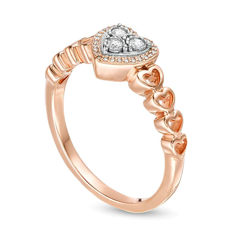 Cherished Promise Collectionâ¢ 0.13 CT. TW Diamond Heart Frame Promise Ring in 10K Rose Gold