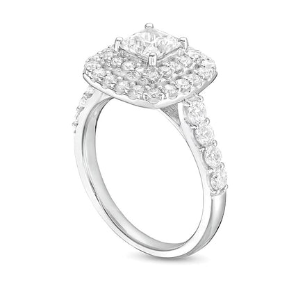 1.75 CT. TW Princess-Cut Lab-Grown Diamond Double Frame Engagement Ring in 14K White Gold (F/VS2)