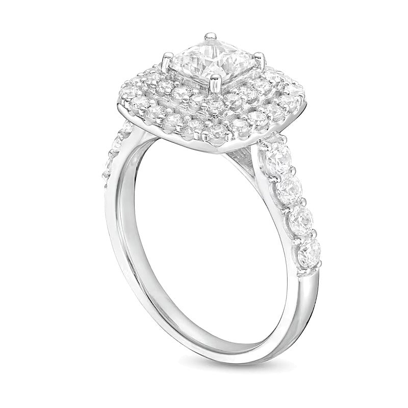 1.75 CT. TW Princess-Cut Lab-Grown Diamond Double Frame Engagement Ring in 14K White Gold (F/VS2)