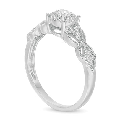 0.33 CT. TW Diamond Butterfly-Sides Vintage-Style Filigree Engagement Ring in 10K White Gold