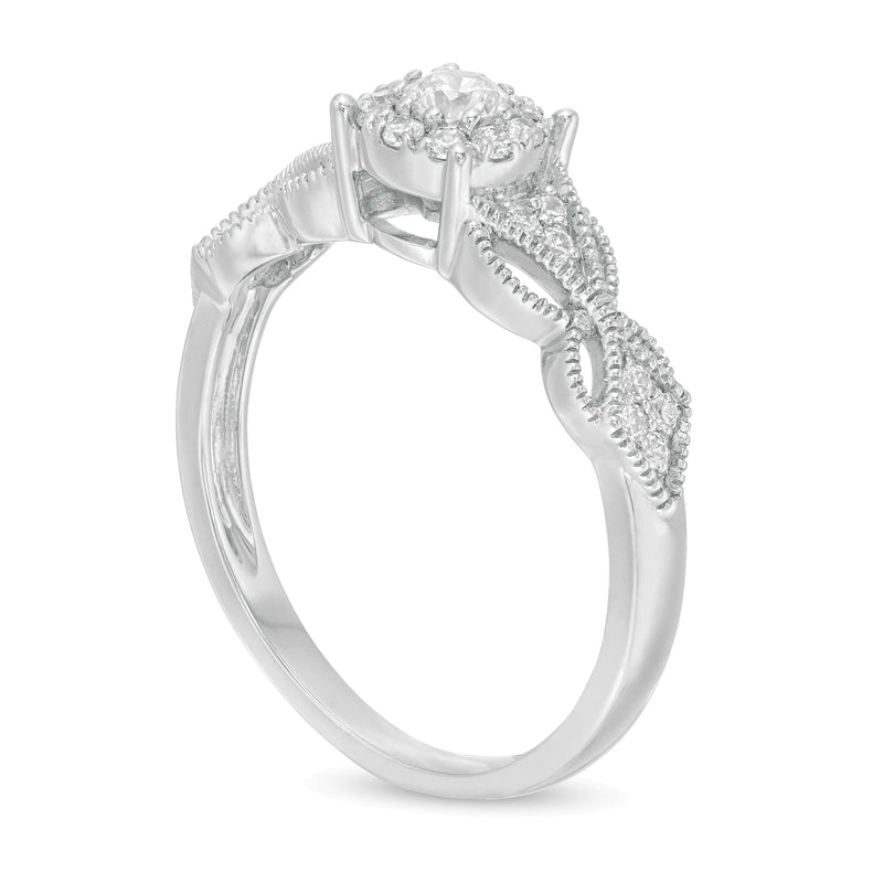 0.33 CT. TW Diamond Butterfly-Sides Vintage-Style Filigree Engagement Ring in 10K White Gold