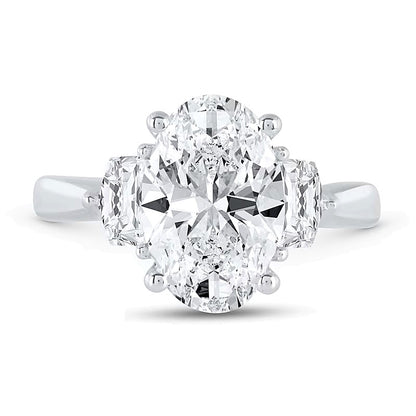 4.75 CT. TW Oval and Shield Lab-Grown Diamond Three Stone Engagement Ring in 14K White Gold (F/VS2)
