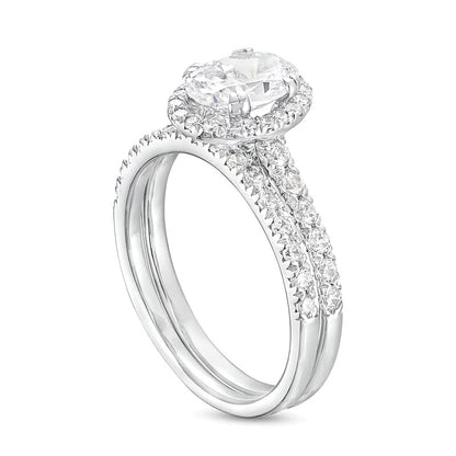 1.75 CT. TW Oval Lab-Grown Diamond Frame Bridal Set in 14K White Gold (I/SI2)