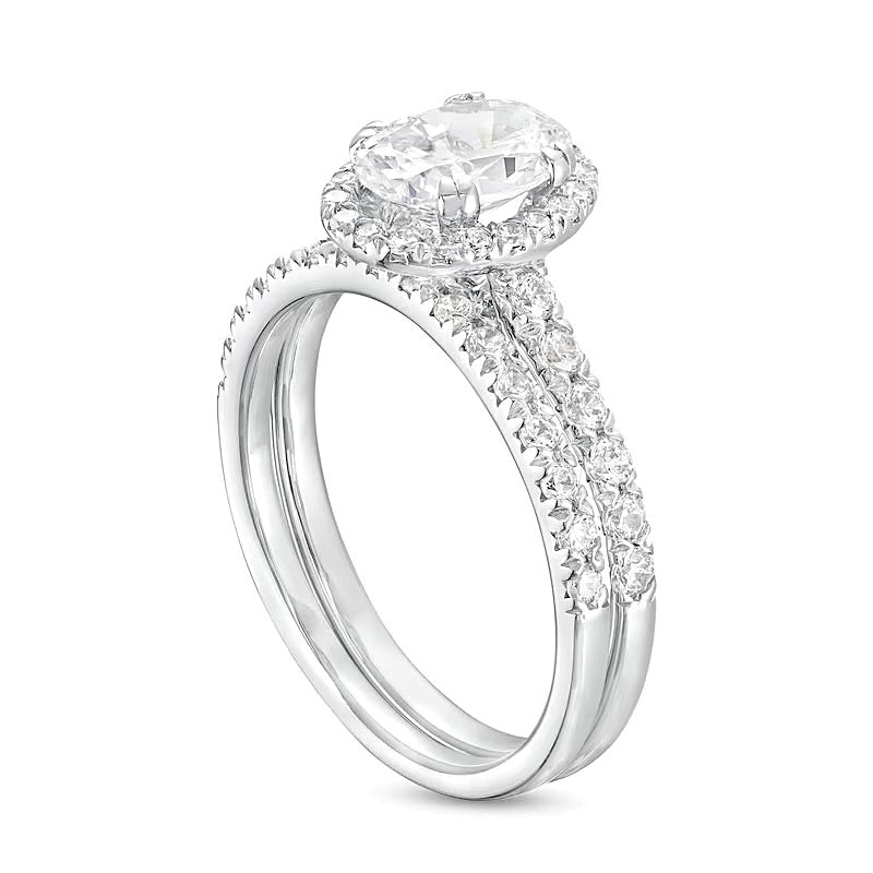 1.75 CT. TW Oval Lab-Grown Diamond Frame Bridal Set in 14K White Gold (I/SI2)