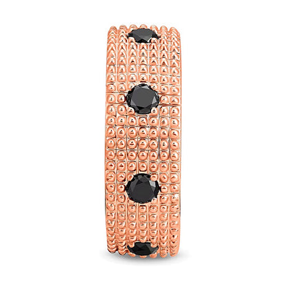 Black Spinel Beaded Multi-Row Band in Sterling Silver with 14K Rose Gold Plate