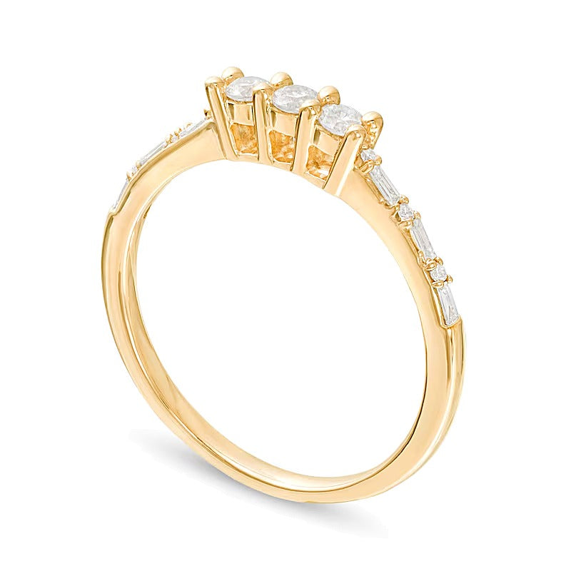 0.25 CT. TW Diamond Three Stone Promise Ring in 10K Gold