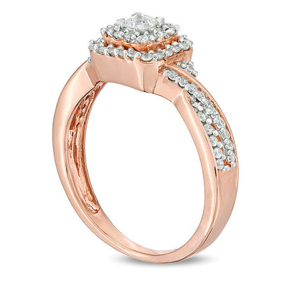0.33 CT. TW Princess-Cut Diamond Double Frame Engagement Ring in 10K Rose Gold
