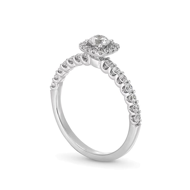 0.75 CT. TW Diamond Cushion-Shaped Frame Engagement Ring in 14K White Gold