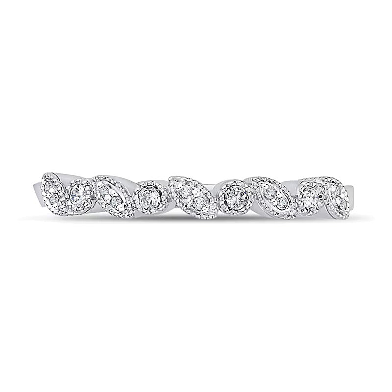 0.1 CT. TW Marquise Multi-Diamond Vintage-Style Band in 10K White Gold