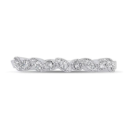 0.1 CT. TW Marquise Multi-Diamond Vintage-Style Band in 10K White Gold