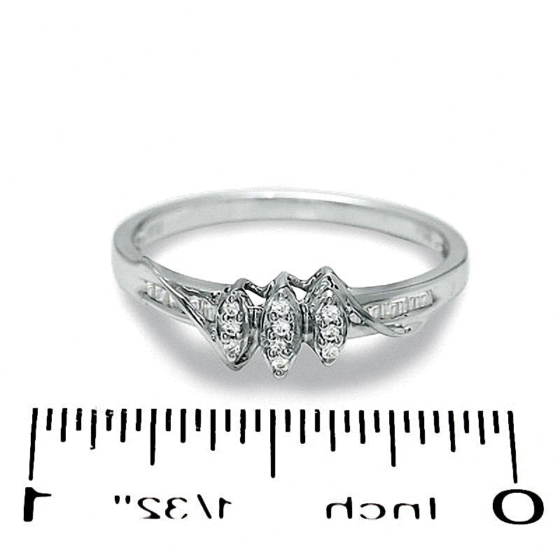 0.07 CT. TW Diamond Marquise Cluster Promise Ring in 10K White Gold