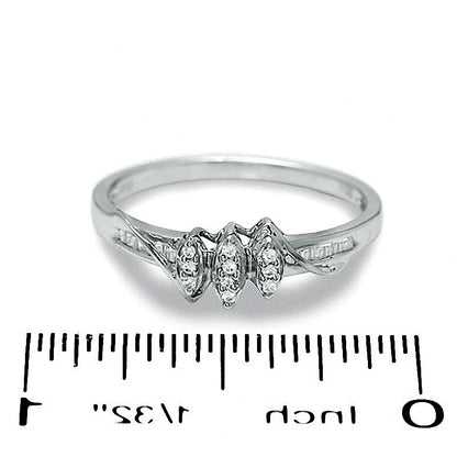 0.07 CT. TW Diamond Marquise Cluster Promise Ring in 10K White Gold