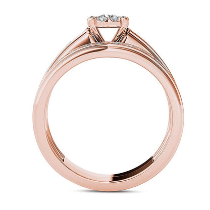 1.5 CT. TW Diamond Frame Bridal Set in 14K Rose Gold