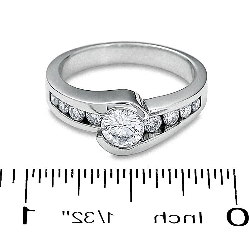1.0 CT. TW Diamond Bezel Set Engagement Ring in 14K White Gold