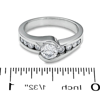 1.0 CT. TW Diamond Bezel Set Engagement Ring in 14K White Gold
