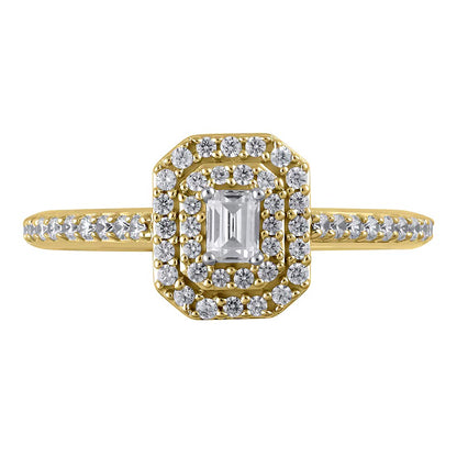 0.5 CT. TW Emerald-Cut Diamond Double Octagonal Frame Engagement Ring in 10K Gold