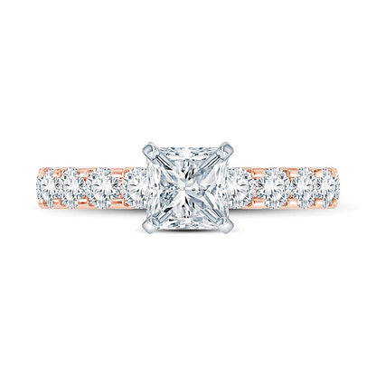 2.0 CT. TW Princess-Cut Diamond Engagement Ring in 14K Rose Gold (I/I2)