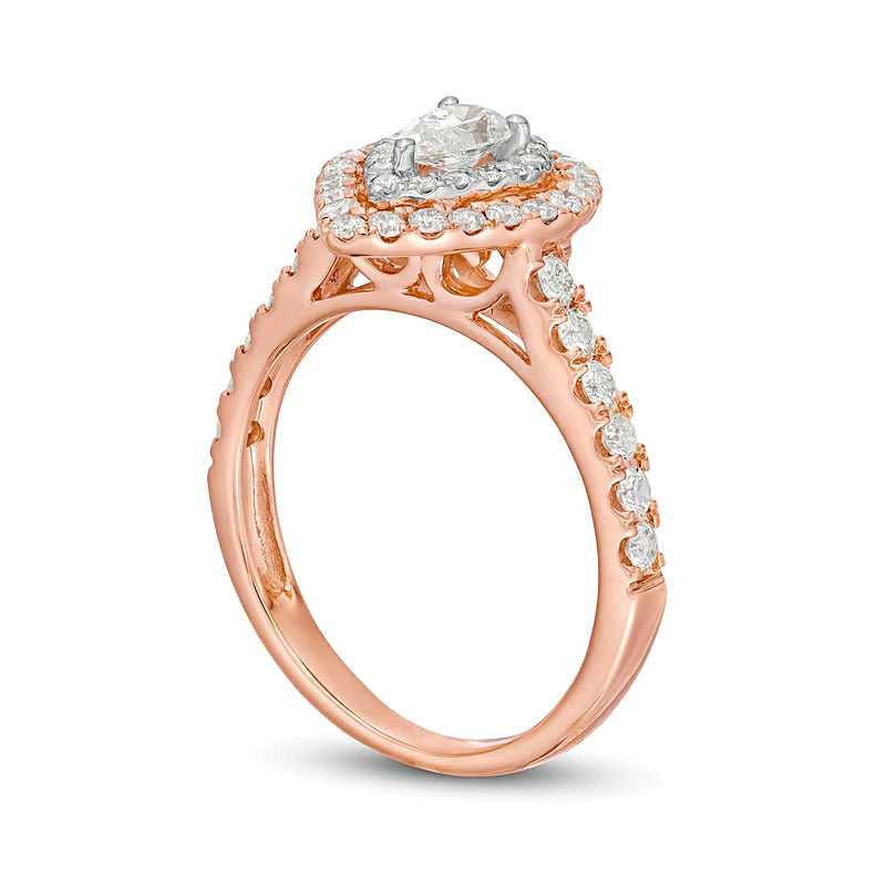 1.0 CT. TW Pear-Shaped Diamond Double Frame Engagement Ring in 14K Rose Gold