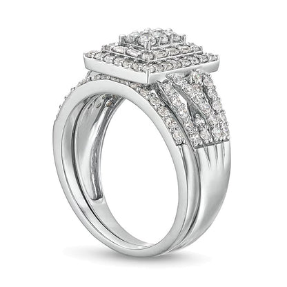 1.0 CT. TW Rectangle Multi-Diamond Twist Split Shank Bridal Set in 10K White Gold