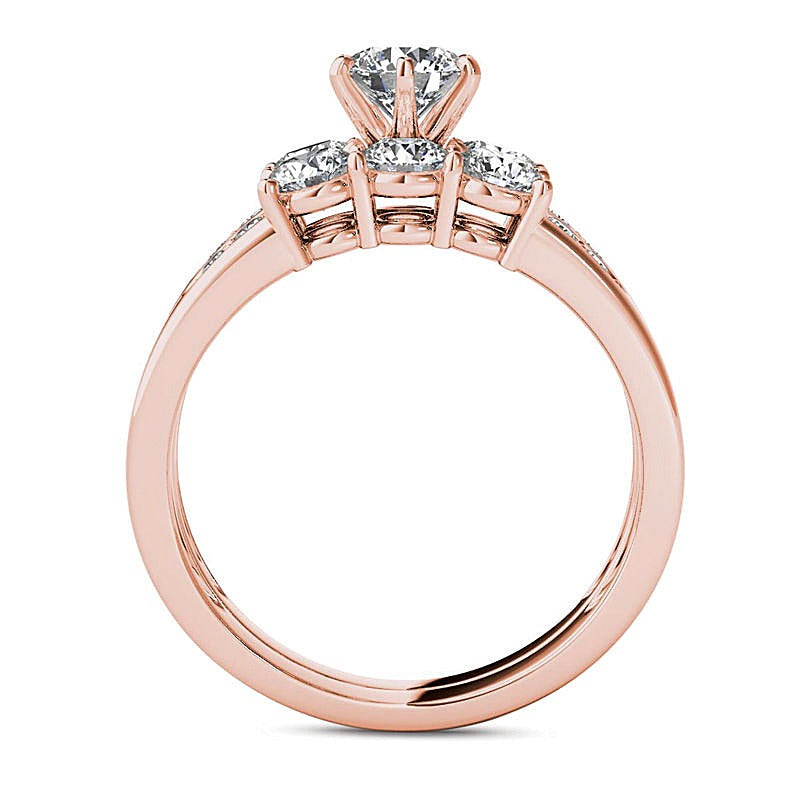 1.5 CT. TW Diamond Three Stone Bridal Set in 14K Rose Gold
