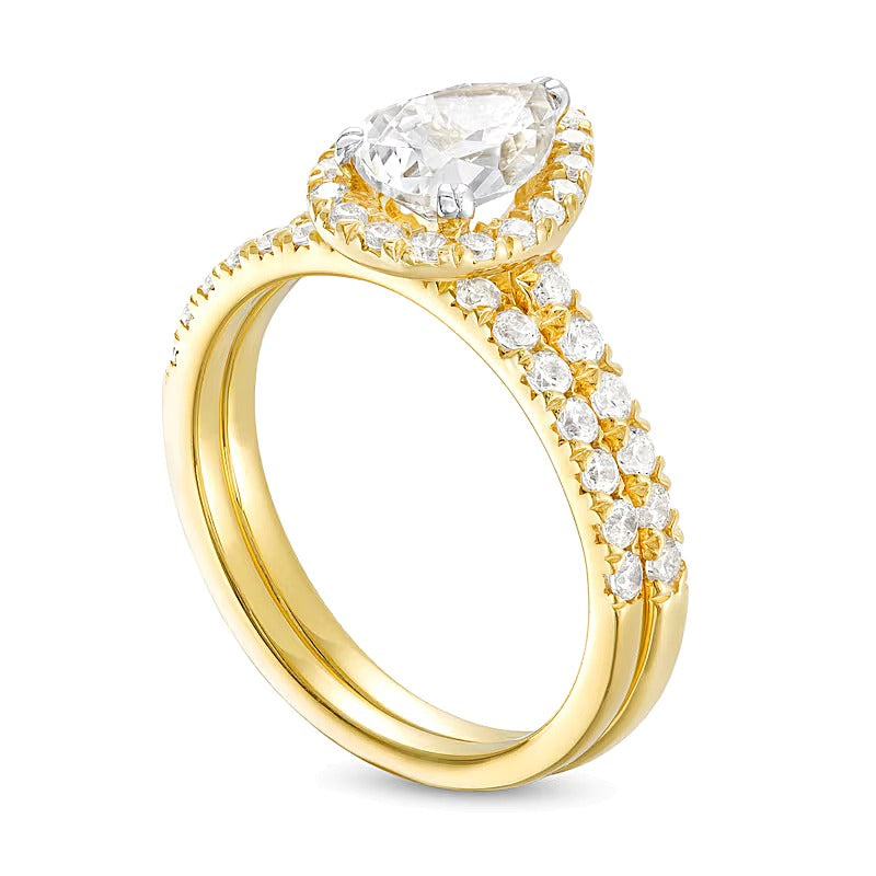 1.75 CT. TW Pear-Shaped Lab-Grown Diamond Frame Bridal Set in 14K Gold (I/SI2)