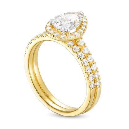 1.75 CT. TW Pear-Shaped Lab-Grown Diamond Frame Bridal Set in 14K Gold (I/SI2)