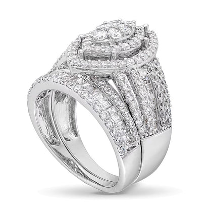 1.75 CT. TW Marquise Multi-Diamond Vintage-Style Bridal Set in 10K White Gold