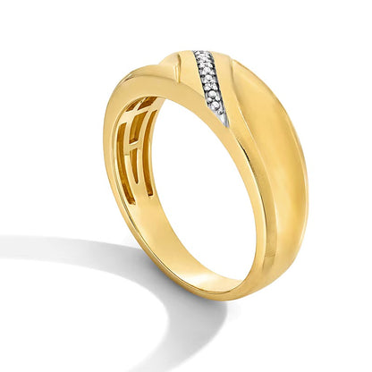 Diamond Accent Satin Slant Band in 10K Gold