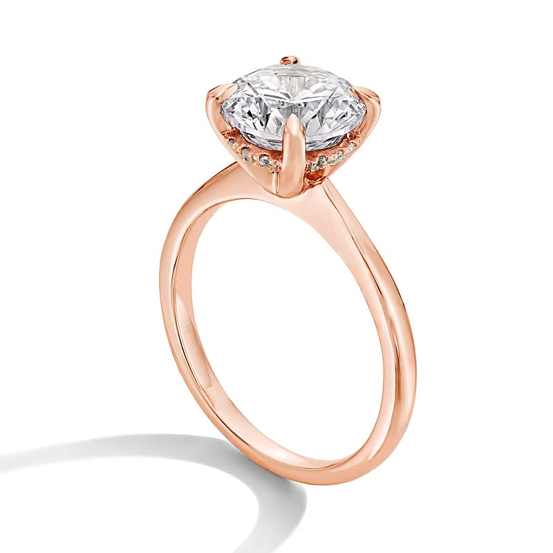 2.5 CT. TW Lab-Grown Diamond Solitaire Hidden Halo Engagement Ring in 14K Rose Gold (F/VS2)