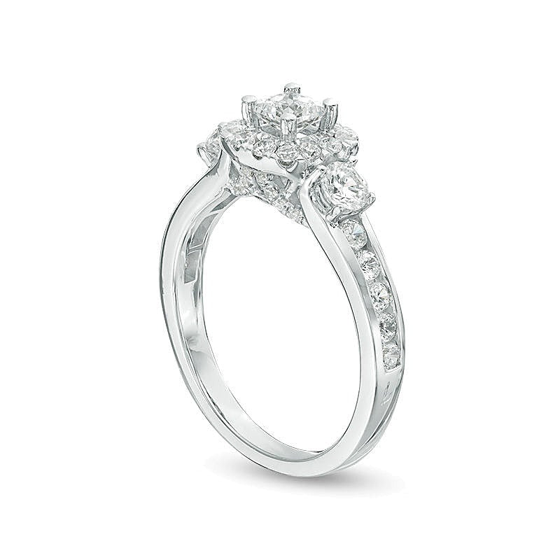 1.25 CT. TW Princess-Cut Diamond Frame Three Stone Engagement Ring in 14K White Gold