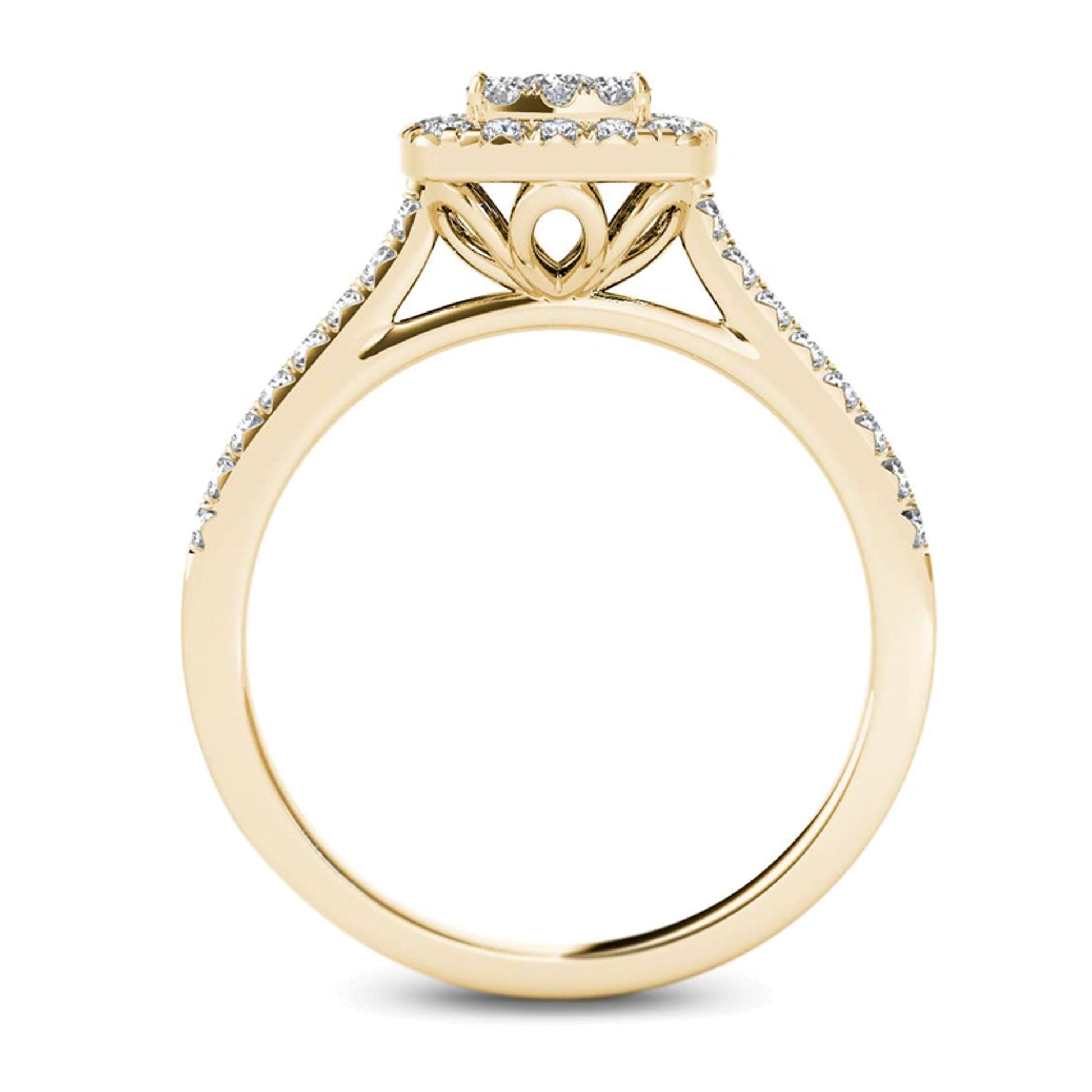 0.5 CT. TW Multi-Diamond Square Frame Engagement Ring in 14K Gold