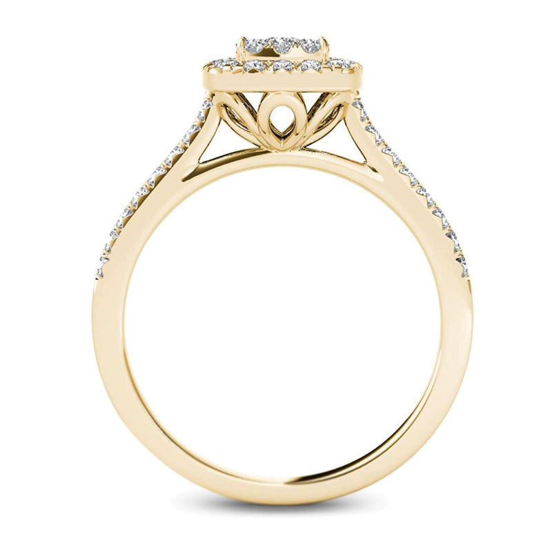 0.5 CT. TW Multi-Diamond Square Frame Engagement Ring in 14K Gold