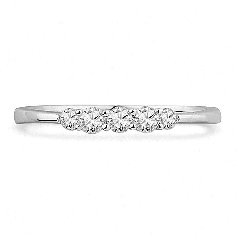 0.25 CT. TW Diamond Five Stone Wedding Band in 10K White Gold