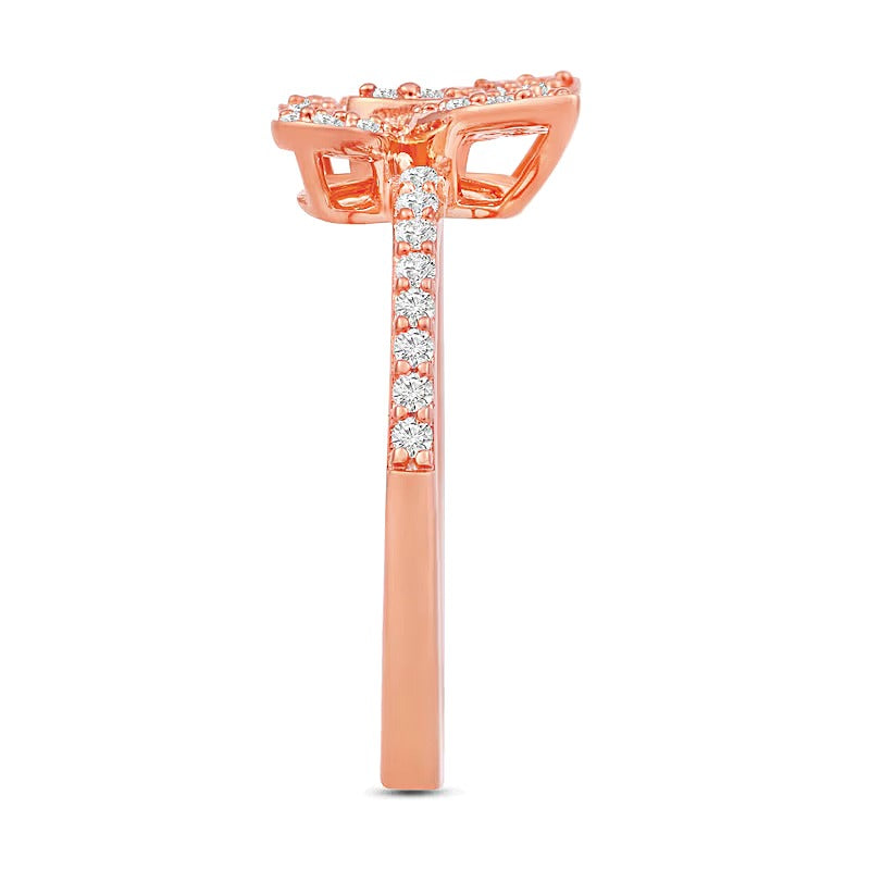 0.33 CT. TW Diamond Butterfly Ring in 10K Rose Gold