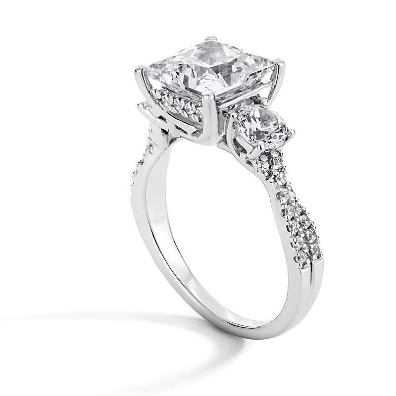 4.0 CT. TW Princess-Cut Lab-Grown Diamond Three-Stone Engagement Ring in Platinum (F/SI2)