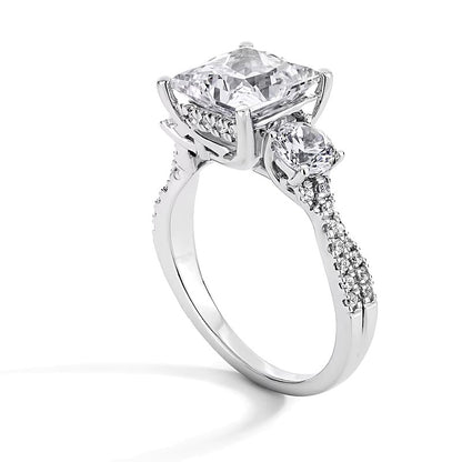 4.0 CT. TW Princess-Cut Lab-Grown Diamond Three-Stone Engagement Ring in Platinum (F/SI2)