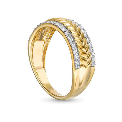 0.33 CT. TW Diamond Edge Herringbone Band in 10K Gold