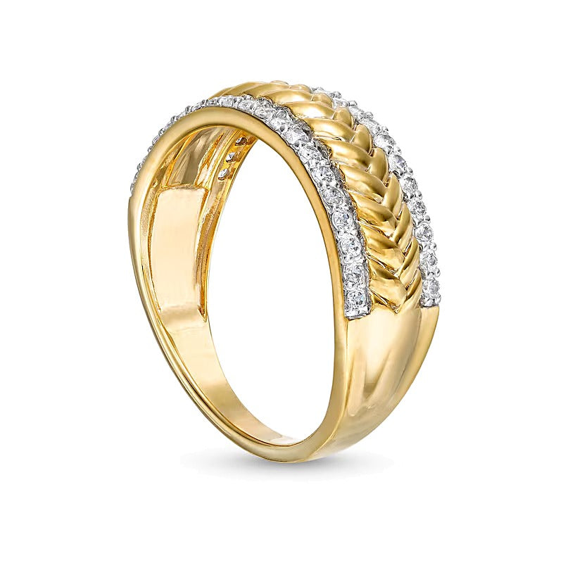 0.33 CT. TW Diamond Edge Herringbone Band in 10K Gold