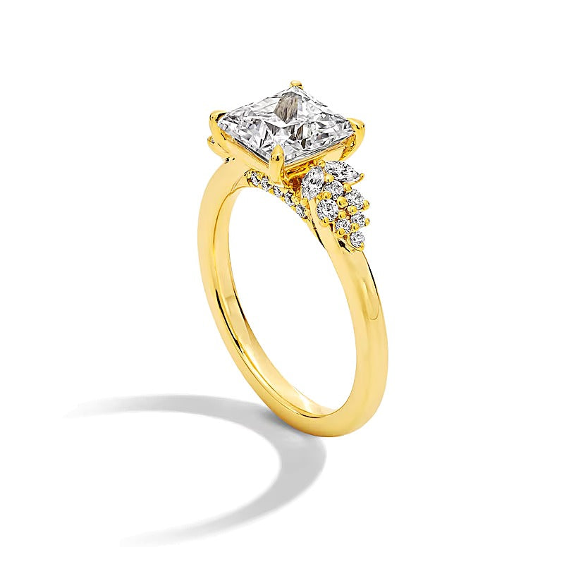 2.33 CT. TW Princess-Cut Lab-Grown Diamond Leaf-Sides Engagement Ring in 14K Gold (F/VS2)