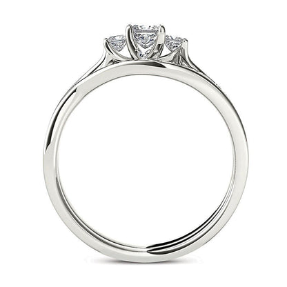 0.5 CT. TW Princess-Cut Diamond Three Stone Bypass Bridal Set in 14K White Gold